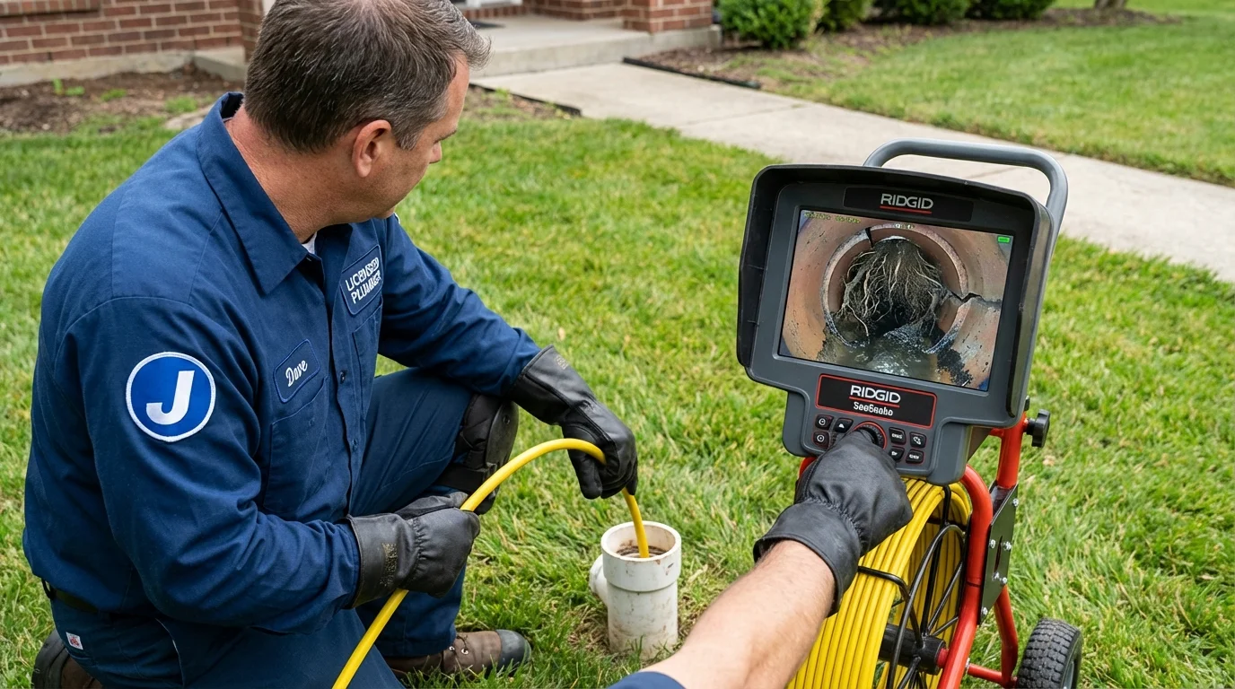 Sewer camera inspection being performed by Johns Plumbing LLC in Larimore